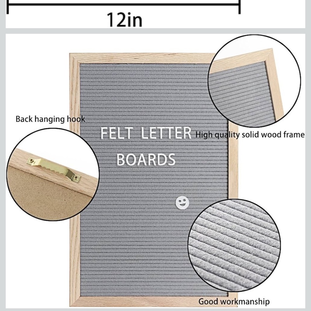 Gray Felt Letter Board with Wooden Frame